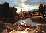 Nicolas Poussin Famous Paintings - Landscape with St Matthew and the Angel